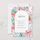 Aquamarine und Coral Summer Beach Hochzeit RSVP Karte (Vorderseite)