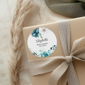 Aquamarine und cremefarbene Babydusche Runder Aufkleber