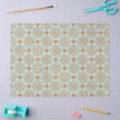 Aquamarine und cremefarbene Kreise auf Tan-Decoupa Seidenpapier (Basteln)