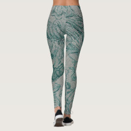 Aquamarine und cremefarbene Leggings