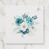 Aquamarine und cremefarbene Wildblumen Hochzeit Geschenkanhänger (Rückseite)