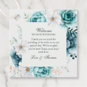 Aquamarine und cremefarbene Wildblumen Hochzeit Geschenkanhänger (Vorderseite)