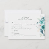 Aquamarine und cremefarbene Wildblumen mit RSVP-Ho Dankeskarte (Vorderseite)