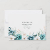 Aquamarine und cremefarbene Wildblumen mit RSVP-Ho Dankeskarte (Rückseite)