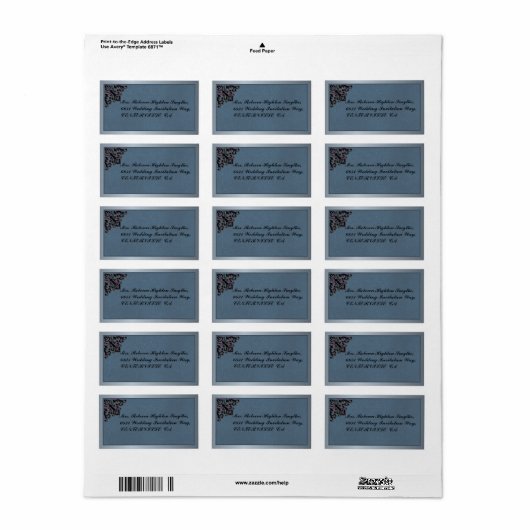 Aquamarine und Crimson Metallic Wedding Adressaufkleber (Vorne)