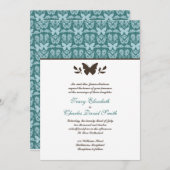 Aquamarine und dunkelbraune Butterfly-Einladungen Einladung (Vorne/Hinten)