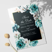 Aquamarine und Dusty Blue Wildblumen Save the Date
