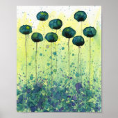 Aquamarine und gelbe Blume, moderne Wand Poster (Vorne)