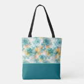 Aquamarine und gelbe Blumen Alkoholfarbblock Tasche (Rückseite)