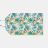 Aquamarine und gelbe Blumen - Illustration des Alk Geschenkanhänger (Rückseite Horizontal)