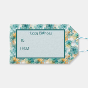 Aquamarine und gelbe Blumen - Illustration des Alk Geschenkanhänger
