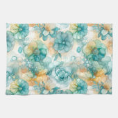 Aquamarine und gelbe Blumen - Illustration des Alk Geschirrtuch (Horizontal)
