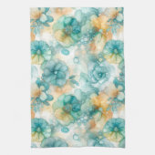 Aquamarine und gelbe Blumen - Illustration des Alk Geschirrtuch (Vertikal)