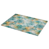 Aquamarine und gelbe Blumen - Illustration des Alk Schneidebrett (Ecke)