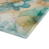 Aquamarine und gelbe Blumen - Illustration des Alk Schneidebrett (Ecke)