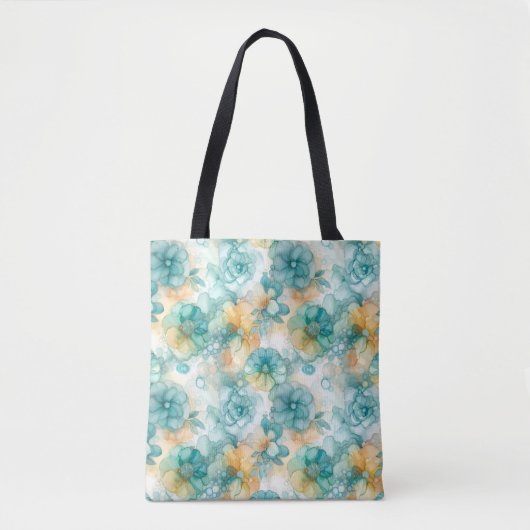 Aquamarine und gelbe Blumen - Illustration des Alk Tasche (Vorderseite)