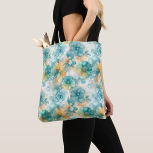 Aquamarine und gelbe Blumen - Illustration des Alk Tasche