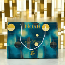 Aquamarine und gelbe Breeze Geometrie Big Gift Bag