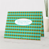 Aquamarine und Gemusterte Weihnachten Dankeskarte (Rückseite)