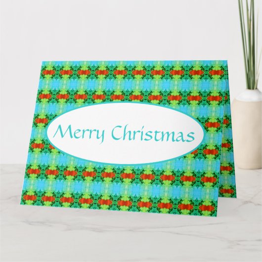 Aquamarine und Gemusterte Weihnachten Dankeskarte (Vorderseite)