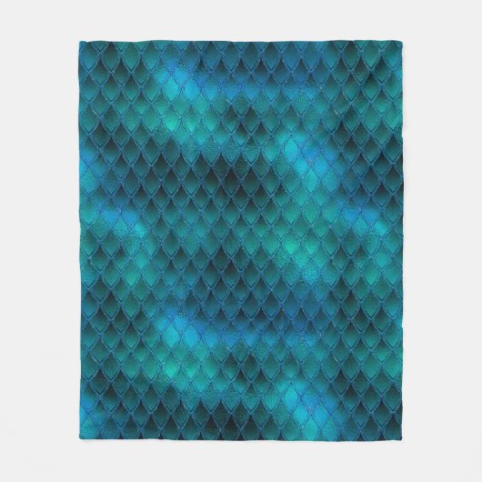 Aquamarine und Glitzer-Drachenskala schimmern Fleecedecke (Vorderseite)