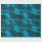 Aquamarine und Glitzer-Drachenskala schimmern Geschenkpapier (Flach)