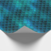 Aquamarine und Glitzer-Drachenskala schimmern Geschenkpapier (Ecke)