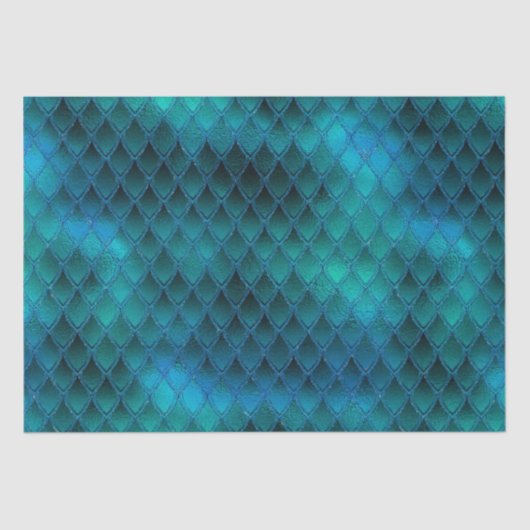 Aquamarine und Glitzer-Drachenskala schimmern Seidenpapier (Vorderseite)