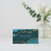 Aquamarine und Gold Agate Business Card Visitenkarte (Stehend Vorderseite)