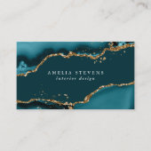 Aquamarine und Gold Agate Business Card Visitenkarte (Vorderseite)