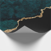 Aquamarine und Gold-Agate Geschenkpapier (Ecke)