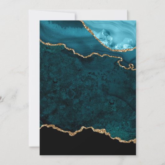 Aquamarine und Gold Agate Hochzeit Einladung (Rückseite)