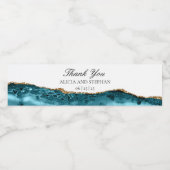 Aquamarine und Gold Agate Hochzeitwasser-Flaschenm Wasserflaschenetikett (Einzelnes Label)