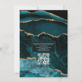 Aquamarine und Gold Agate QR Code UAWG Wedding Einladung (Rückseite)