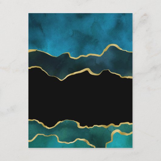 Aquamarine und Gold Agate Wedding Gästedaten Begleitkarte (Rückseite)