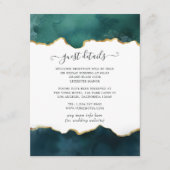 Aquamarine und Gold Agate Wedding Gästedaten Begleitkarte (Vorderseite)