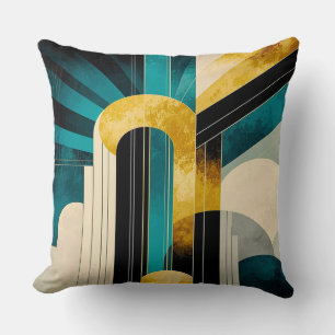 Aquamarine und Gold Art Deco Cushion. Kissen