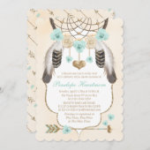 Aquamarine und Gold Dreamcatcher Boho Baby Boy Sho Einladung (Vorne/Hinten)
