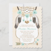 Aquamarine und Gold Dreamcatcher Boho Baby Boy Sho Einladung (Vorderseite)