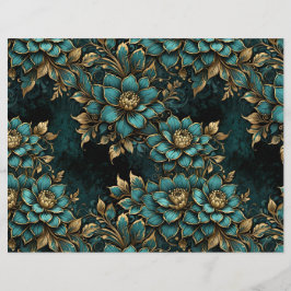 Aquamarine und Gold Dunkle Grunge-Blume