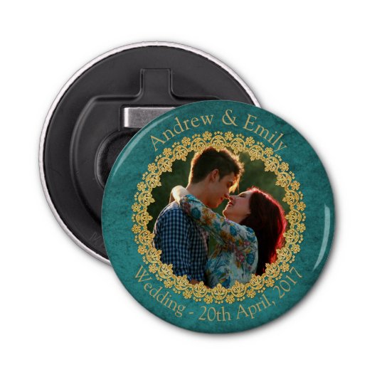 Aquamarine und Gold Flaschenöffner (Vorderseite)