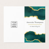 Aquamarine und Gold Geode Agate Stone Business Car Visitenkarten (Außenseite Aufgefaltet)