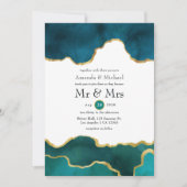 Aquamarine und Gold Geode Agate Stone Wedding Einladung (Vorderseite)