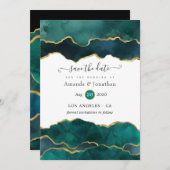 Aquamarine und Gold Geode Agate Wedding Save The Date (Vorne/Hinten)
