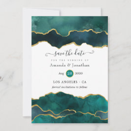 Aquamarine und Gold Geode Agate Wedding Save The Date