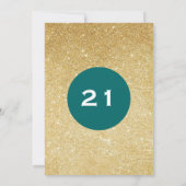 Aquamarine und Gold Glitzer Überraschung Party Geb Einladung (Rückseite)