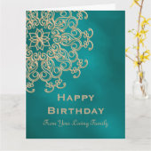 Aquamarine UND GOLD INDISCHE GEBURTSKARTE Karte (Gelbe Blume)