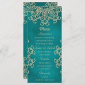 Aquamarine und Gold indische Menükarten (Vorne/Hinten)
