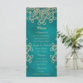 Aquamarine und Gold indische Menükarten (Stehend Vorderseite)