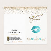 Aquamarine und Gold Lipsense Visitenkarten (Außenseite Aufgefaltet)